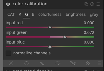 darktable sample color matrix green